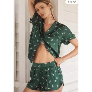 NWT Anthropologie Silky Pajama Top & Shorts